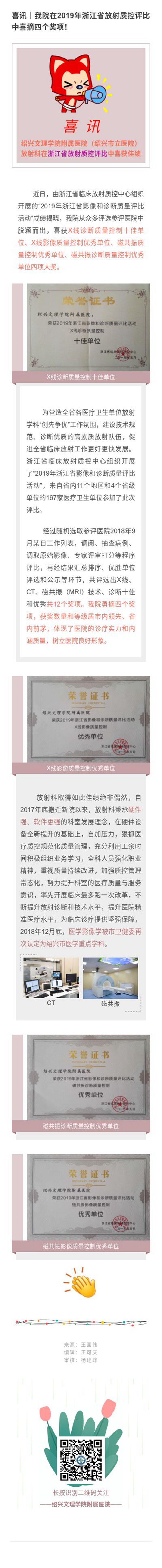 喜訊｜我院在2019年浙江省放射質(zhì)控評(píng)比中喜摘四個(gè)獎(jiǎng)項(xiàng)！_副本.jpg